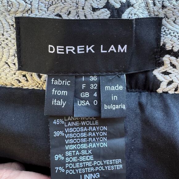 DEREK LAM Paisley Jacquard Black & White Wool-Silk Blend Pencil Skirt - Picture 7 of 8